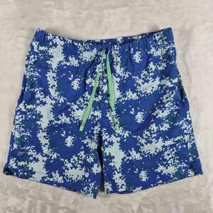 Fabletics One Shorts Men's Large Blue Camo 7" Inseam Linerless Gym Running Train